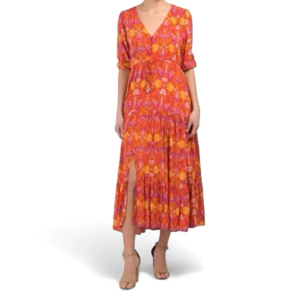 ANTHROPOLOGIE Abel The Label Dress Floral Peasant Drawstring Empire Waist Size M